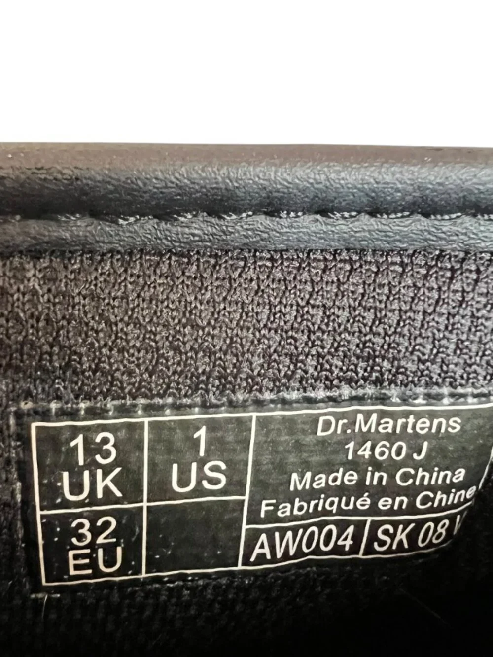 Dr Martens Boots 1460 J black leather zip up kids size 1 combat docs